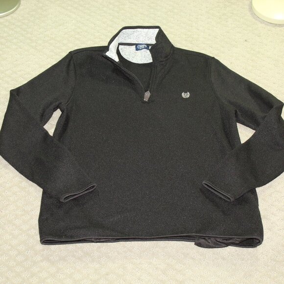 Chaps Sweater Large Black 1/4 Zip Long Sleeve Casual Chaps Embroidered Logo - Picture 1 of 7